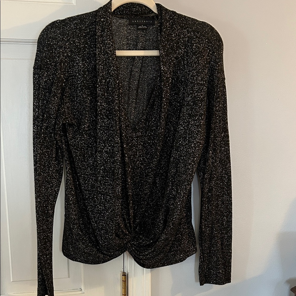 Sanctuary Black and Silver Textured Top